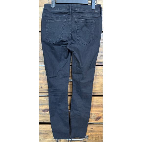 MOTHER DENIM Looker Ankle Fray Women's Black Distressed Jeans Sz 25 - Picture 2 of 9